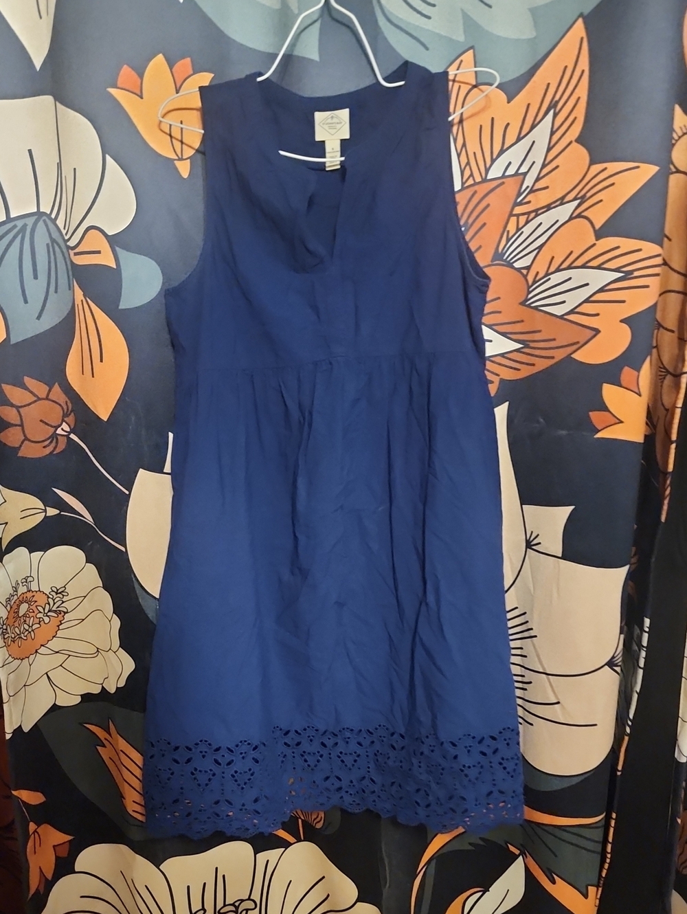 St. John’s Bay Navy Sleeveless Eyelet-Hem Summer Dress